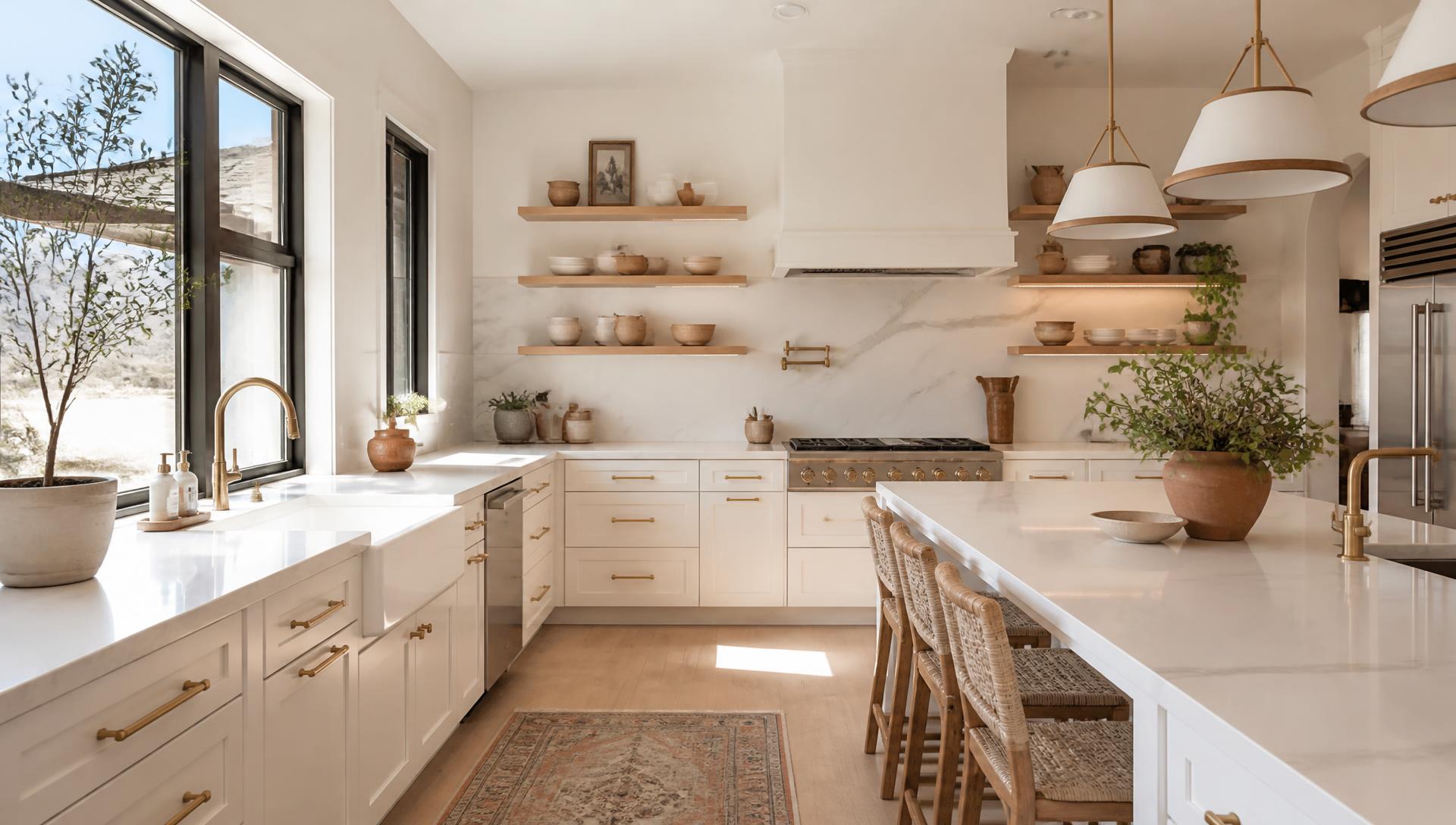 Luxury modern kitchen remodel in a Phoenix home with stone countertops and designer fixtures